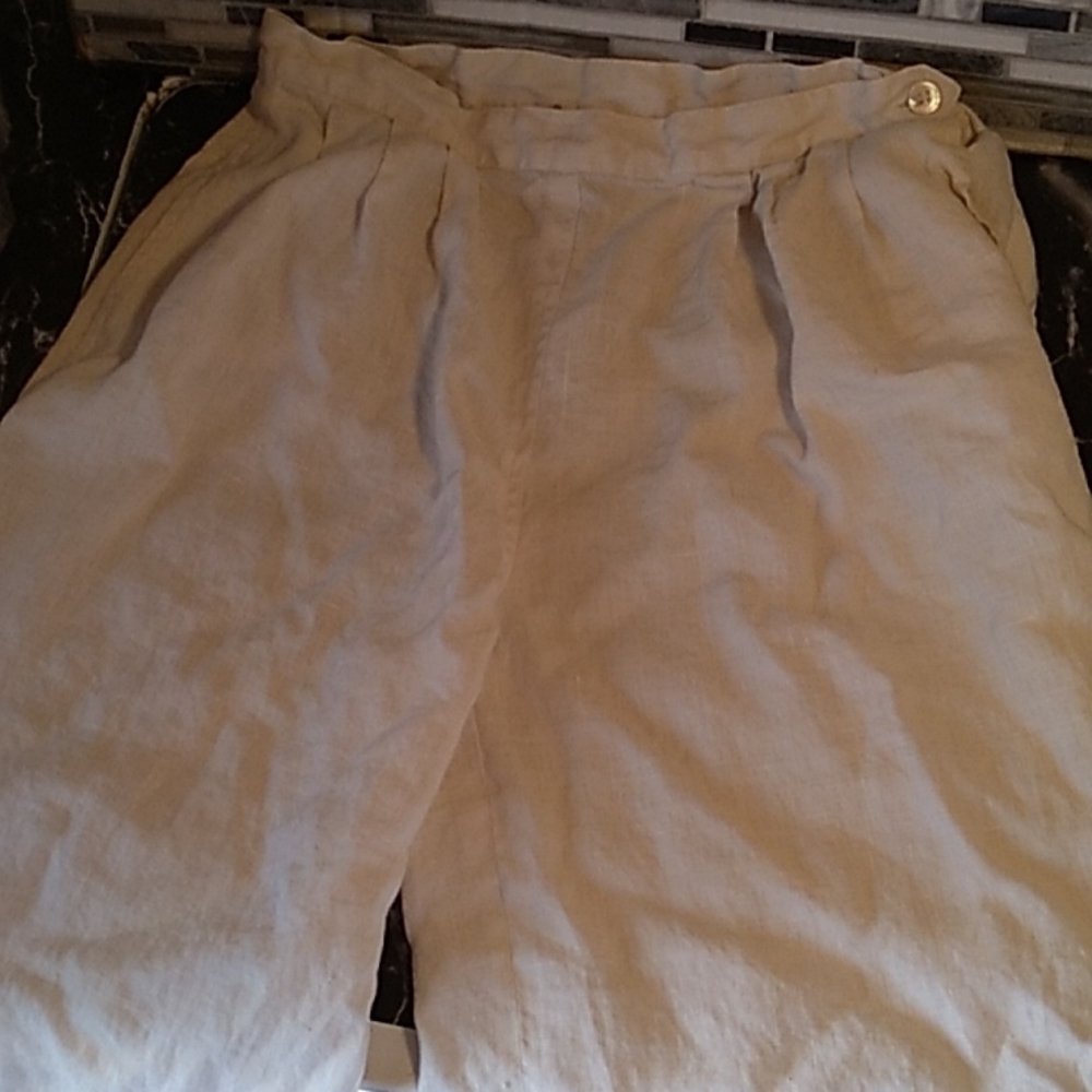 Vintage high rise 100% linen long shorts 28" waist